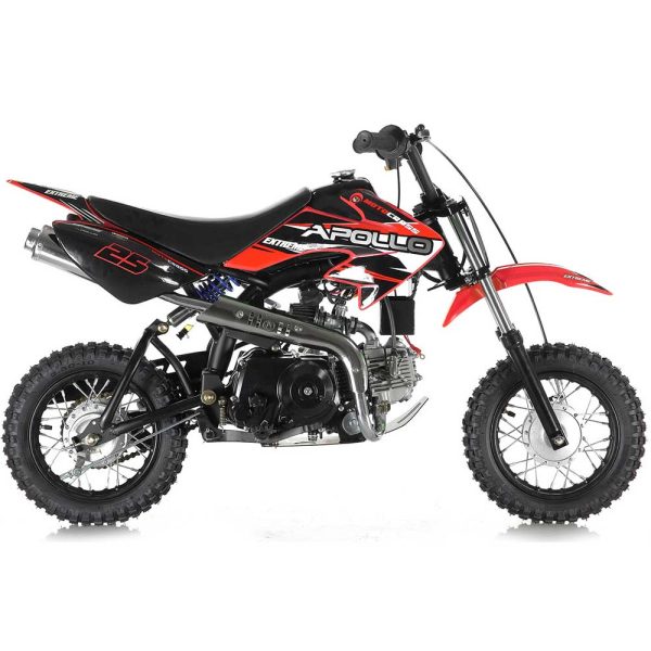 Apollo DB-25 Kids Dirt Bike with Training Wheels - Red right side view