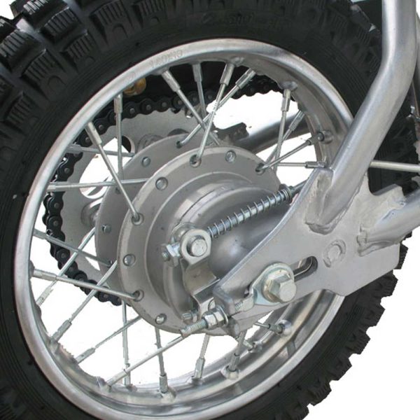 Coolster QG-210 Kids MotoCross Dirt Bike - rear wheel detail view