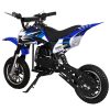 Pure Fun World DB01 50cc Mini Dirt Bike for Kids - Blue rear profile view