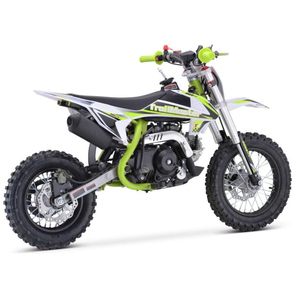TrailMaster TM15 Semi-Automatic Kids Dirt Bike - Green rear profile view