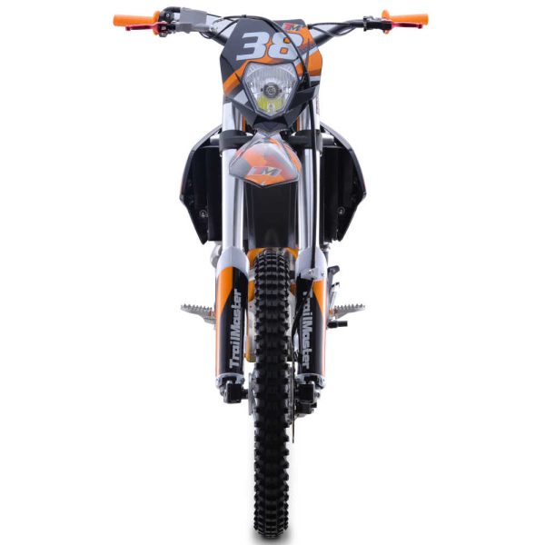 TrailMaster TM38 Full-Size Dirt Bike - Orange front view