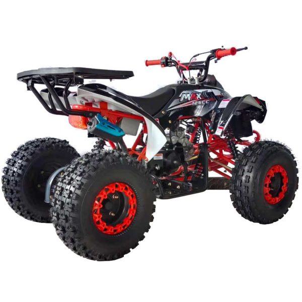 Vitacci Max 125 Youth ATV - Black/Red rear profile view